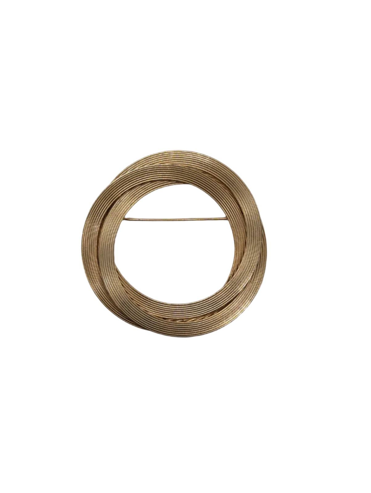 Broochella Orbit of Gold Vintage brooch pin circular wreath gold tone metal men's women's designer luxury