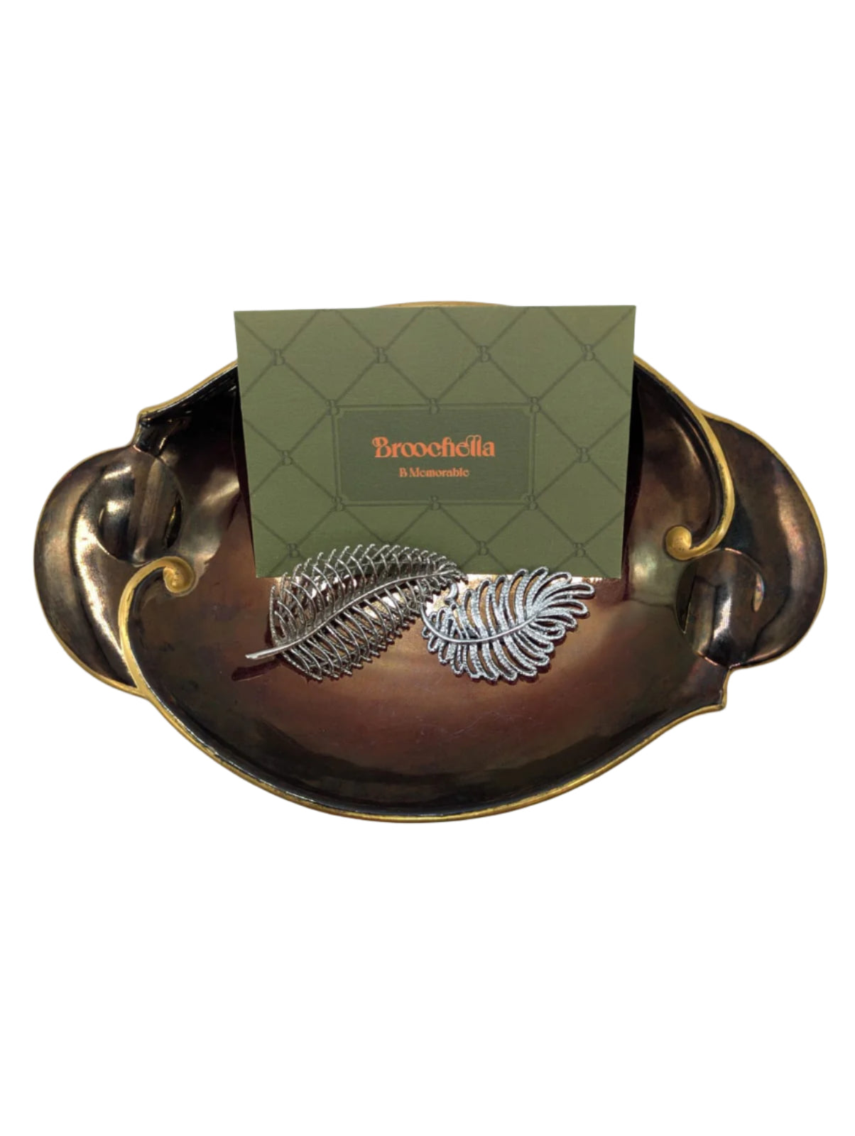Silver Fern Brooch Vintage Pin Duo