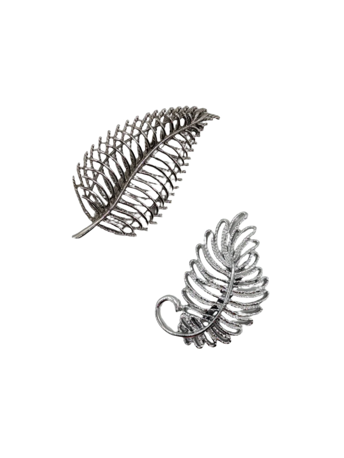 Silver Fern Brooch Vintage Pin Duo