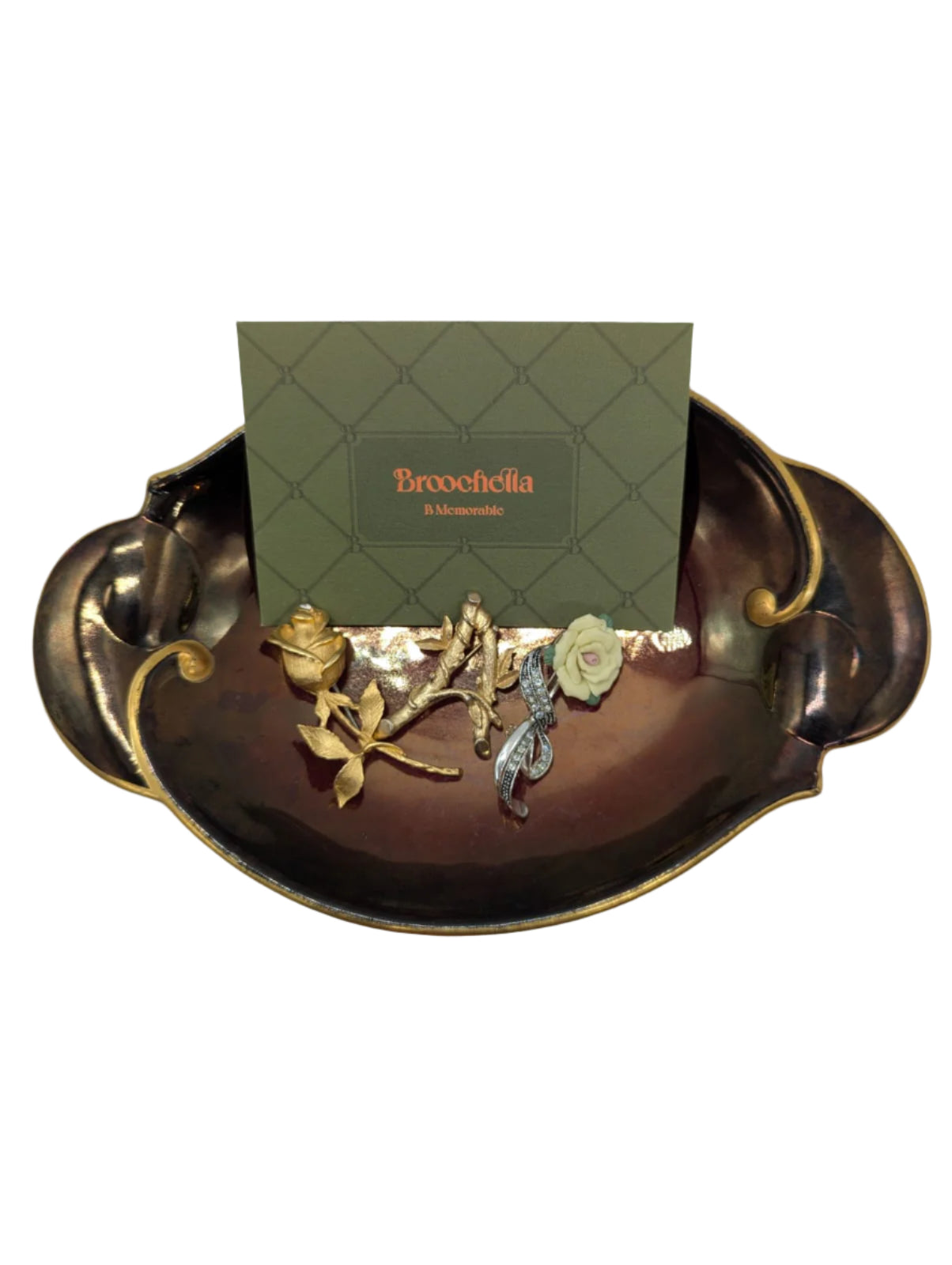 Broochella Flora Reverie vintage brooch pin trio set gold tone metal flower luxury men’s women’s 