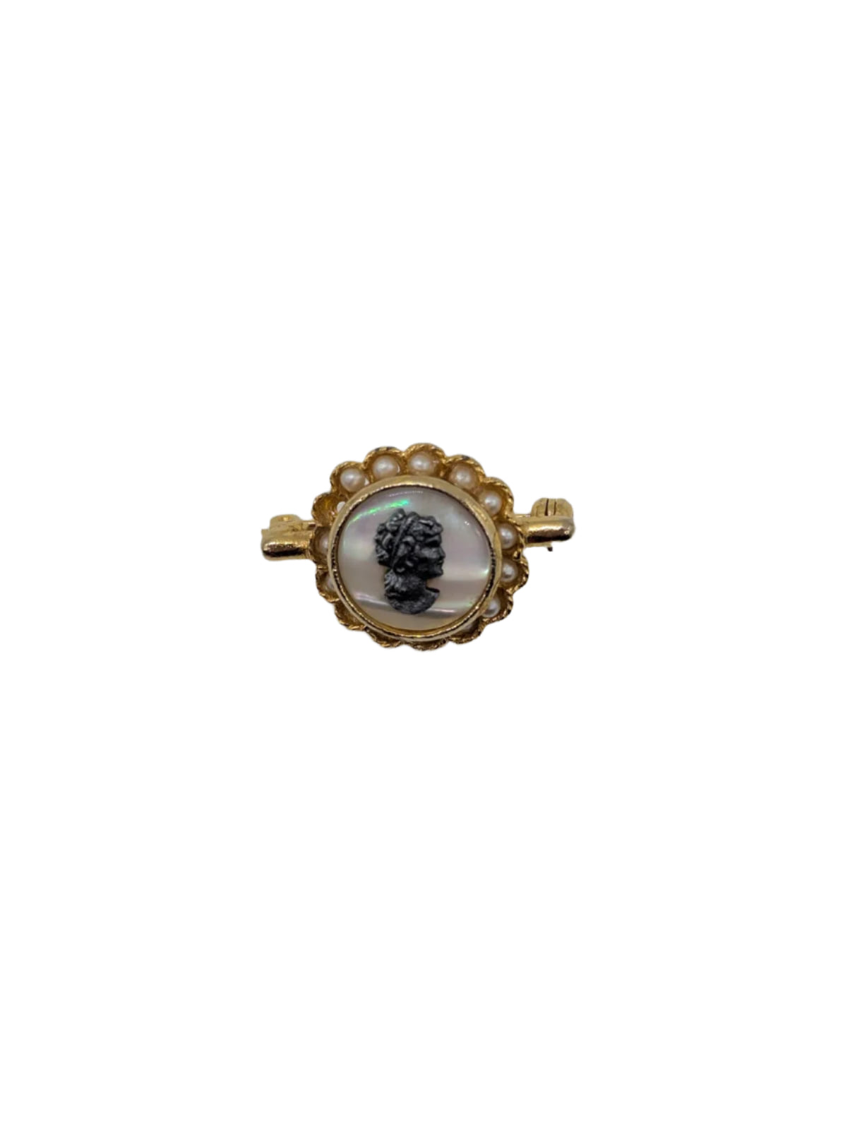 Broochella Cameo men’s vintage portrait brooch pin gold tone designer