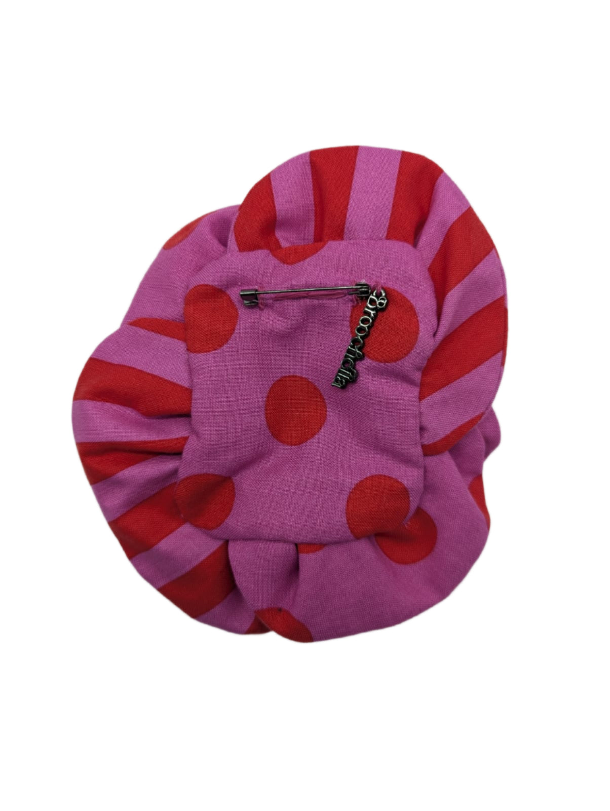 Broochella Men's Florella flower brooch cotton handmade spots  stripes designer luxury red pink