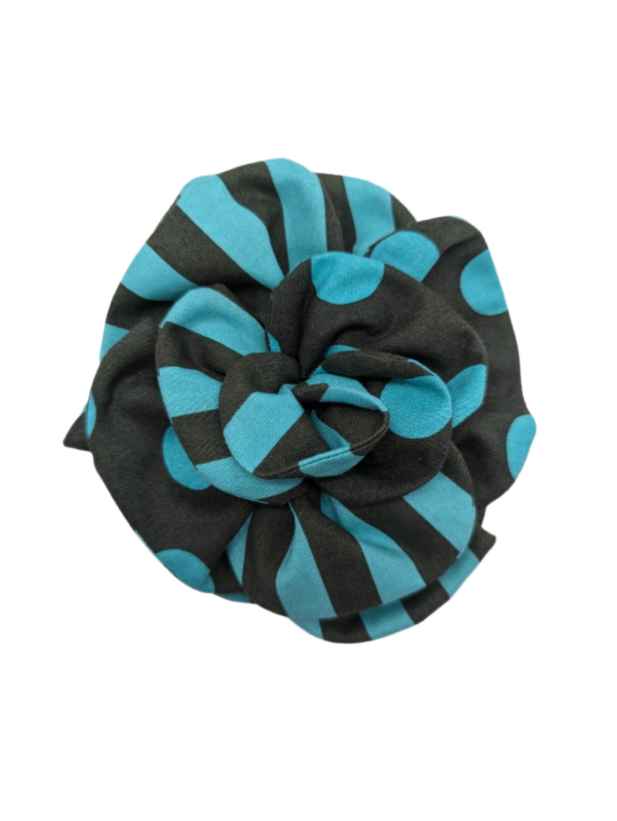Broochella Men's Florella flower brooch cotton handmade spots  stripes designer luxury green aqua