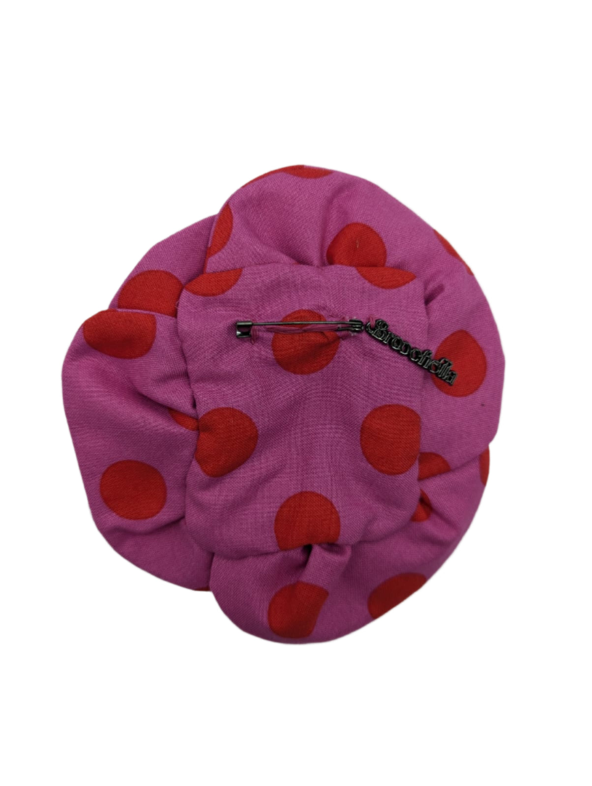 Broochella florella flower brooch pin red pink spot polka dot cotton handmade luxury designer women’s men’s 