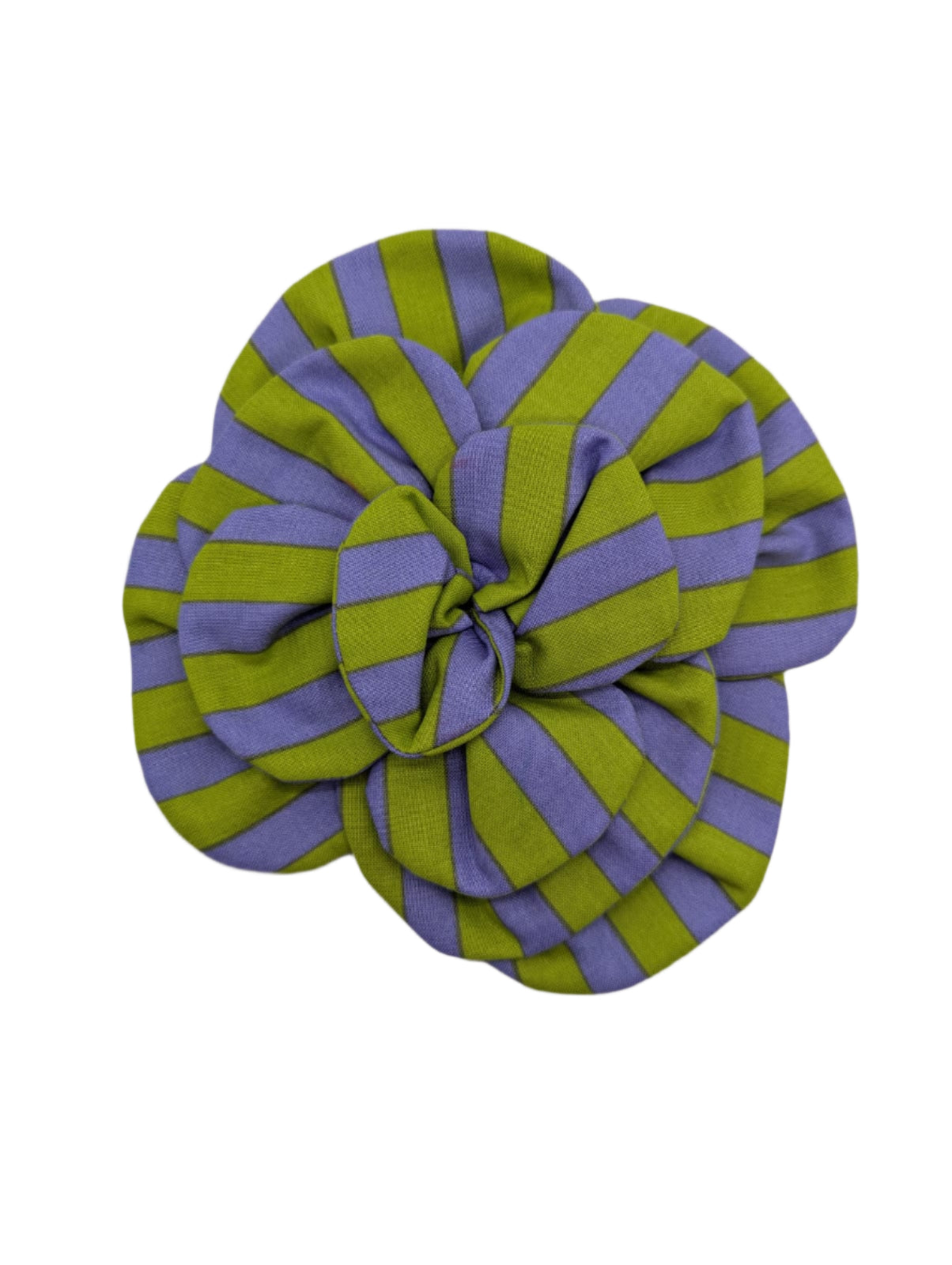 Broochella florella flower brooch pin green purple striped stripes cotton handmade designer luxury men’s women’s 