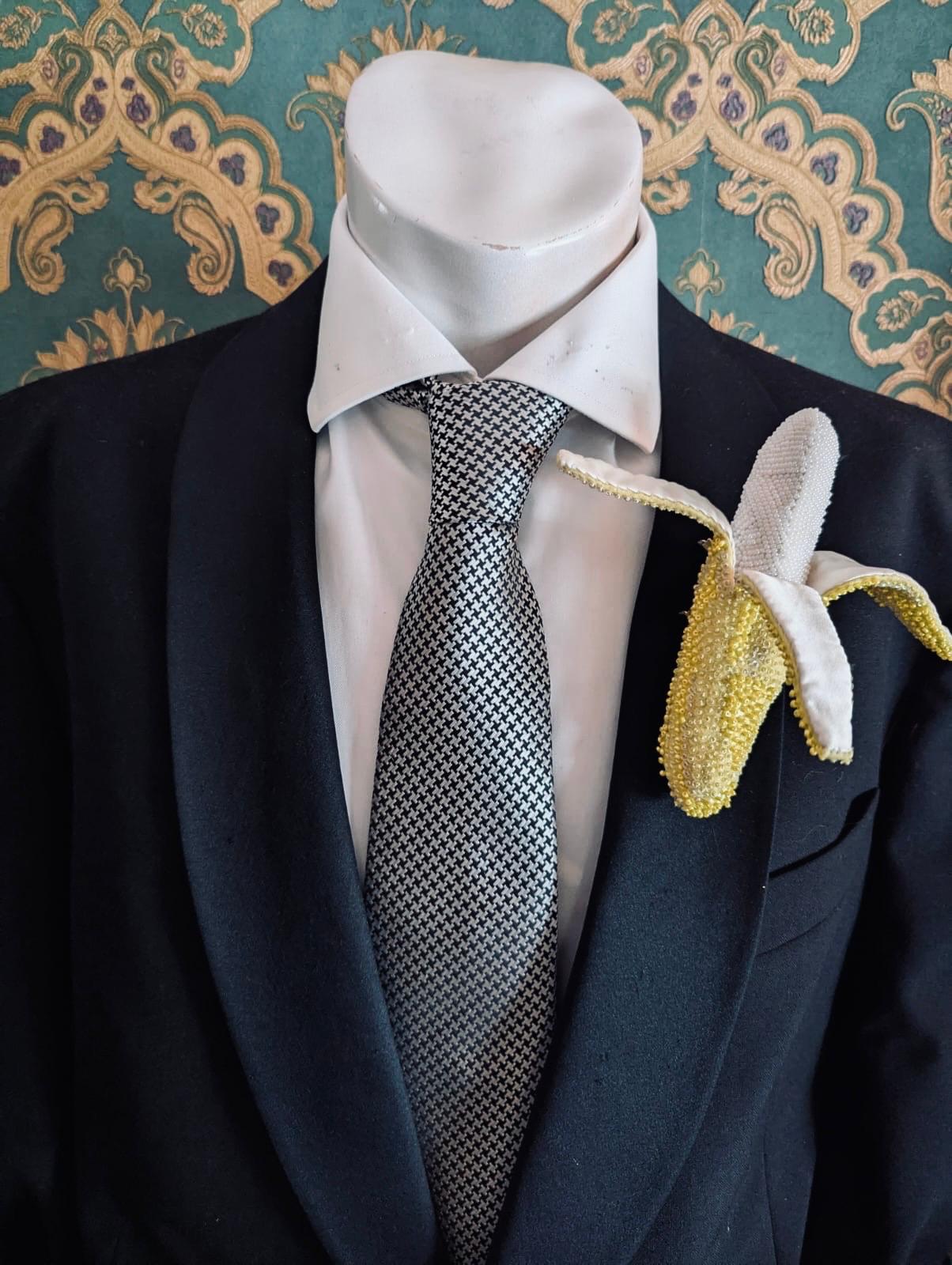 Broochella Men's Tropicana Banana brooch pin designer luxury hand beaded handmade 