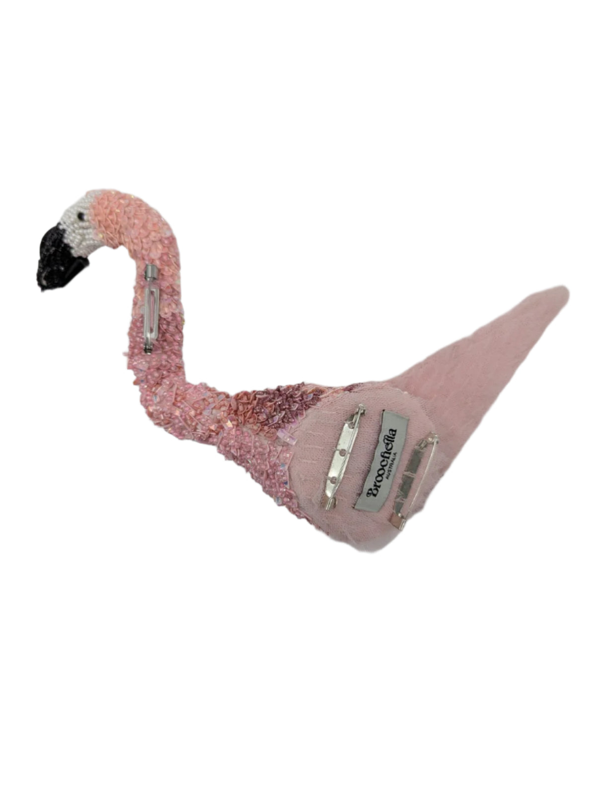 Broochella Men's flamingo  brooch pin Club Tropicana hand beaded handmade designer luxury 