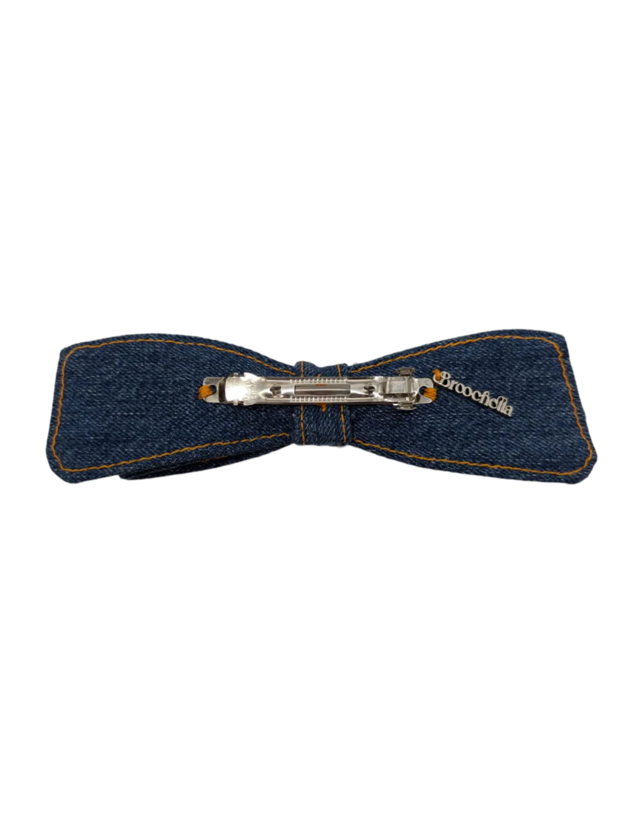 Broochella Hair clip mid wash blue denim handmade upcycled jeans designer luxury