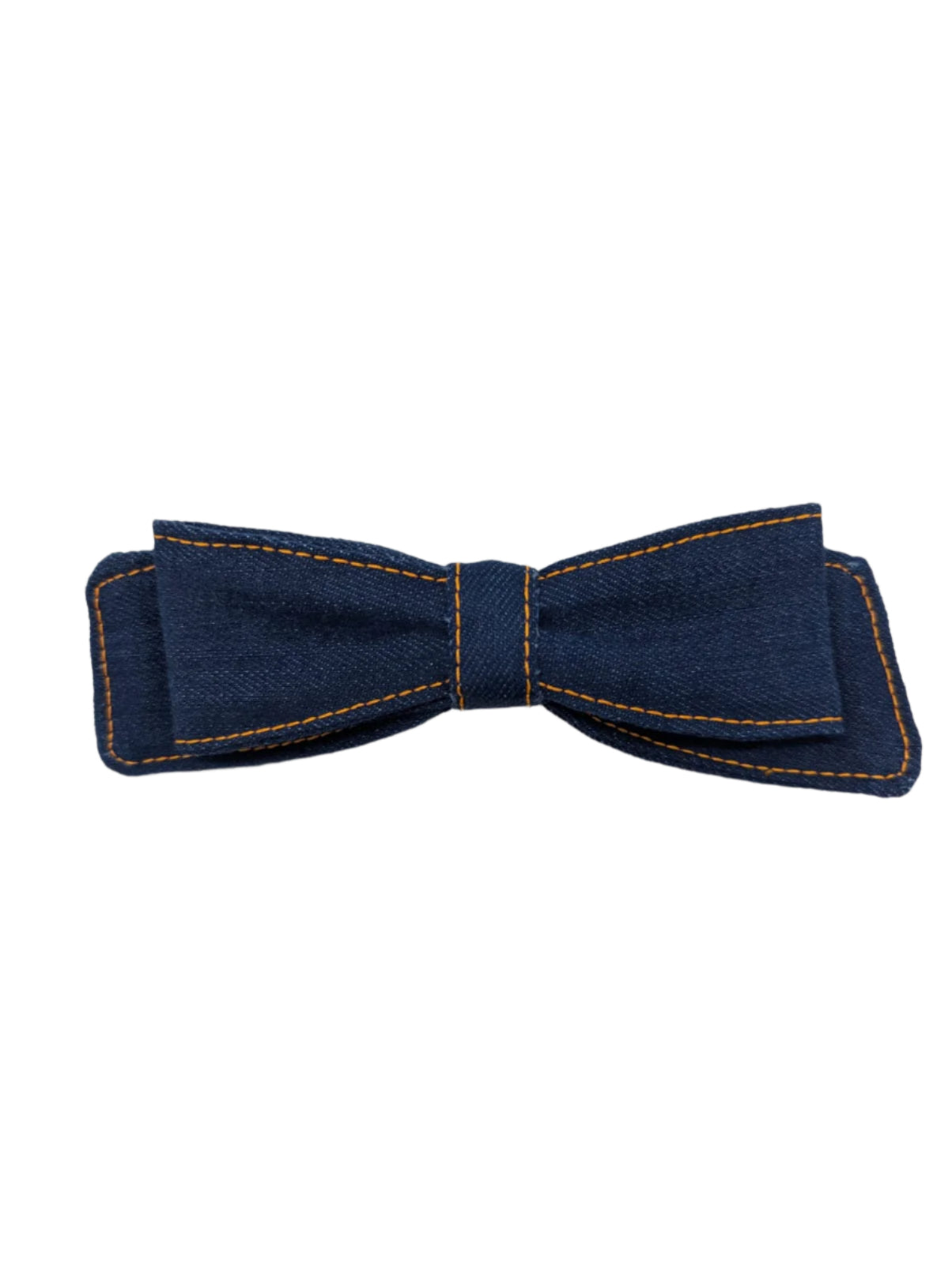Broochella blue denim hair bow clip handmade up-cycled designer luxury