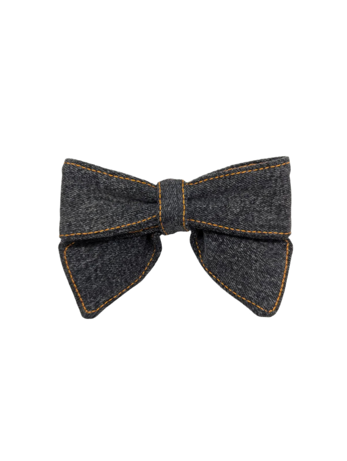 Broochella small denim bow brooch dark blue black grey handmade upcycled men's women's designer luxury