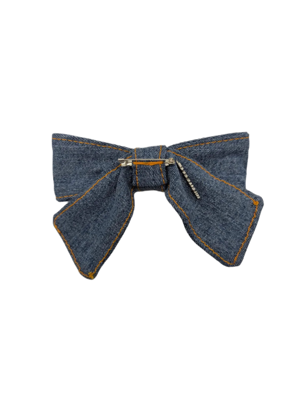 Broochella light blue denim small bow brooch pin handmade upcycled jeans women’s men’s designer 