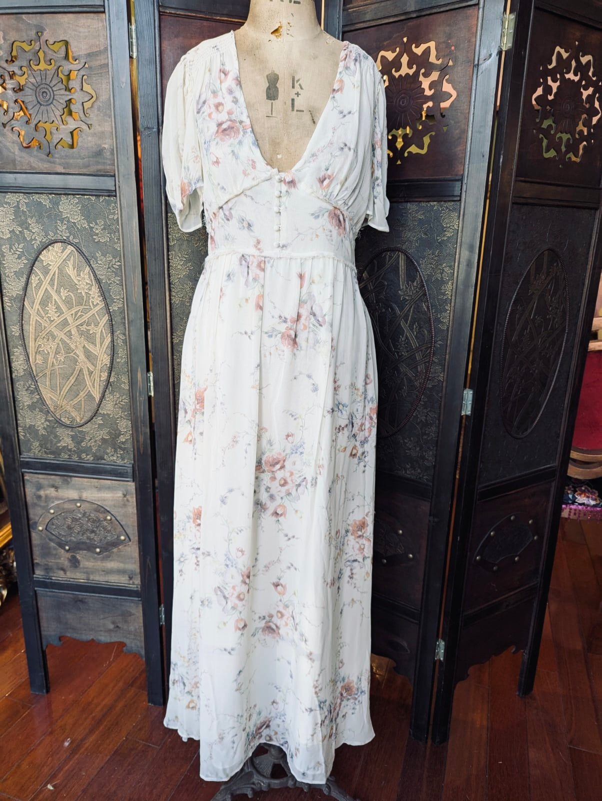 LoveShackFancy Silk Floral Maxi Dress – XS