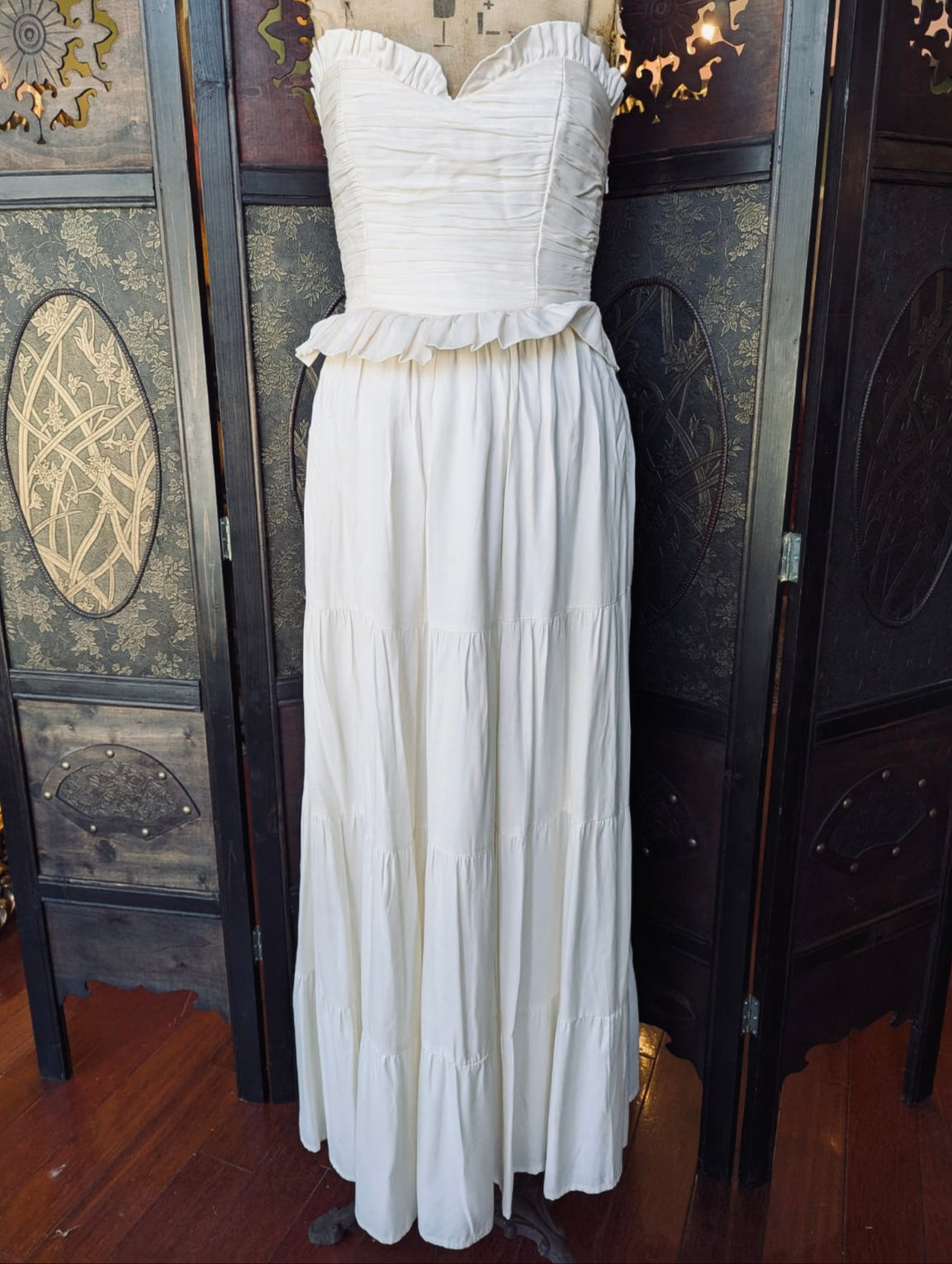 Maile Ivory Strapless Maxi Dress – UK 8 / EU 36 (Viscose)