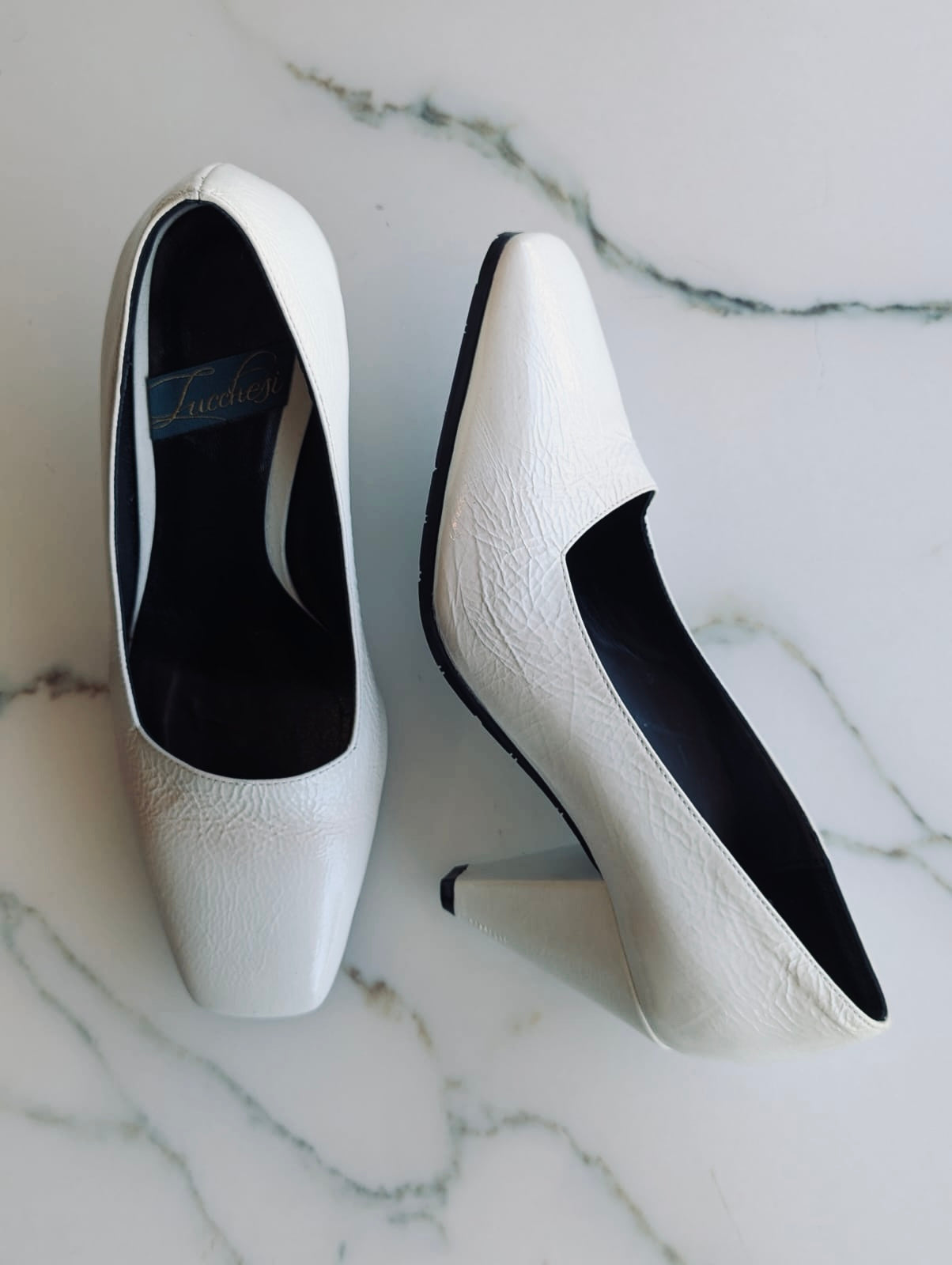 Lucchesi White Leather Heels – Made in Italy – Size 37.5