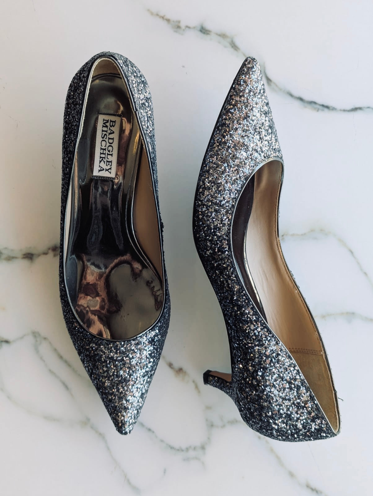 Badgley Mischka Glitter Heels – Pre-Owned Women’s Shoes US 8.5