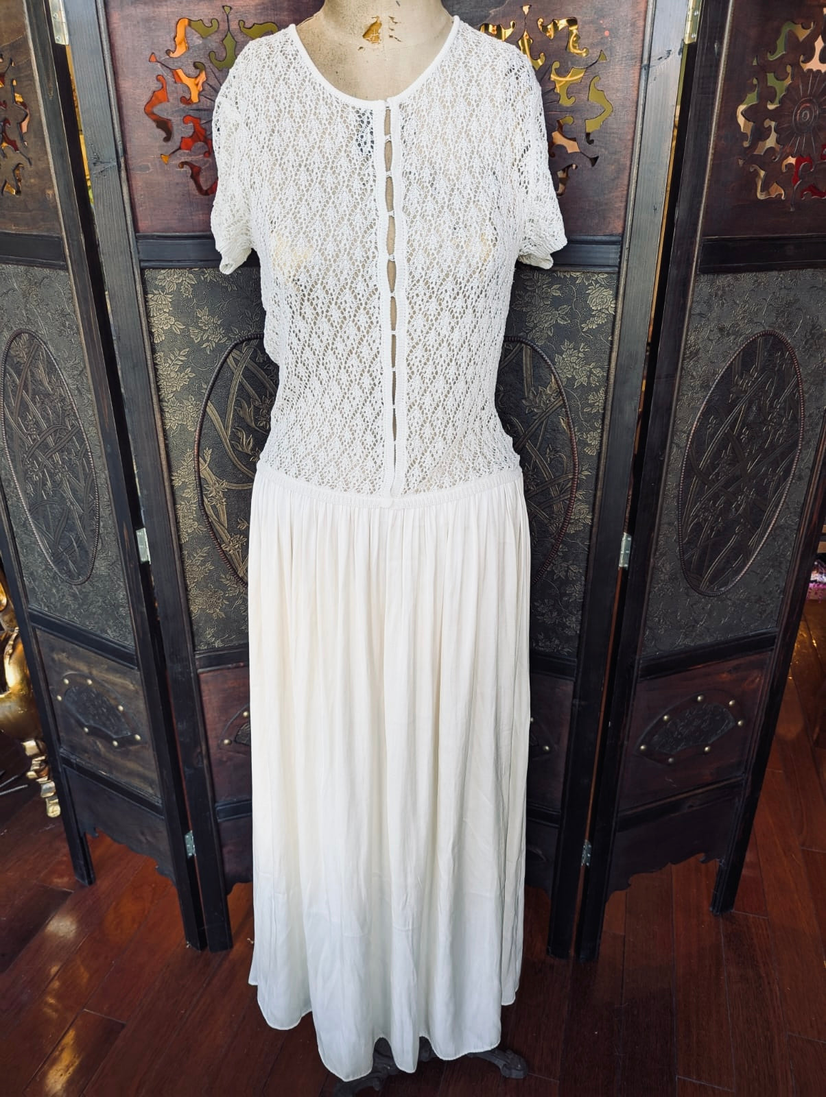 Bec & Bridge Ivory Lace Contrast Dress- Small