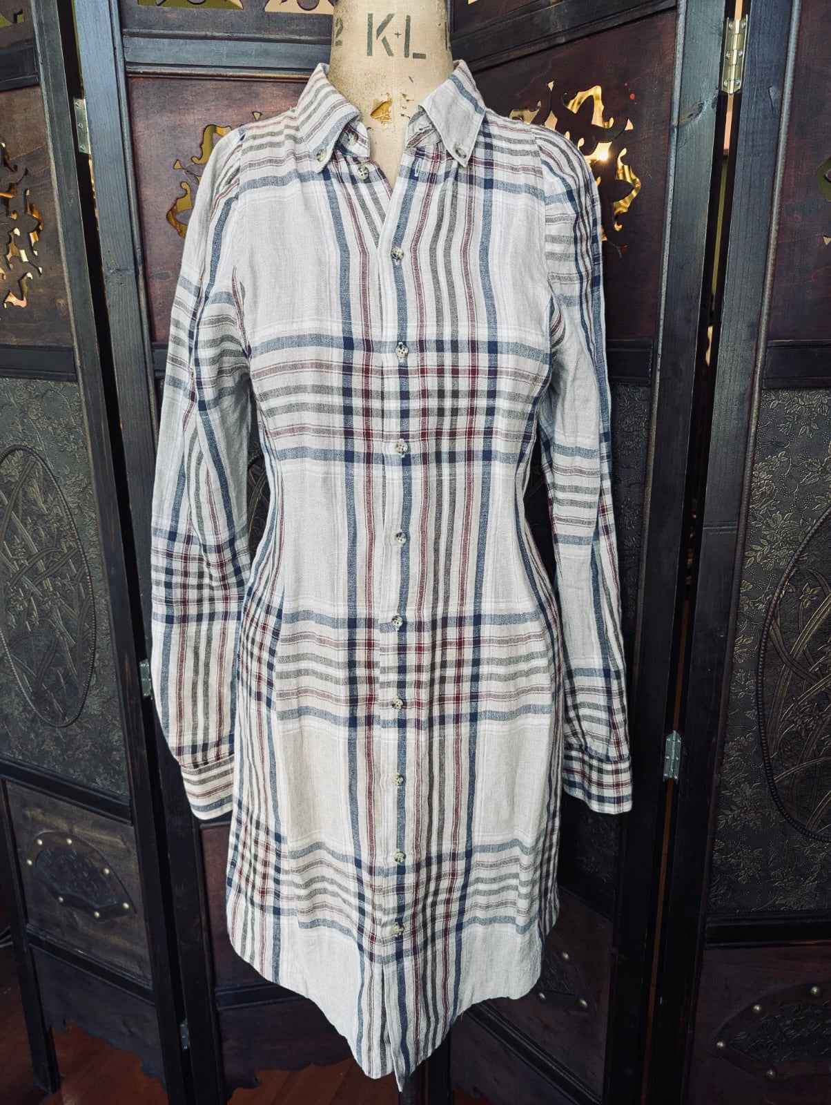 Bassike Plaid Linen Shirt Dress – Size 1