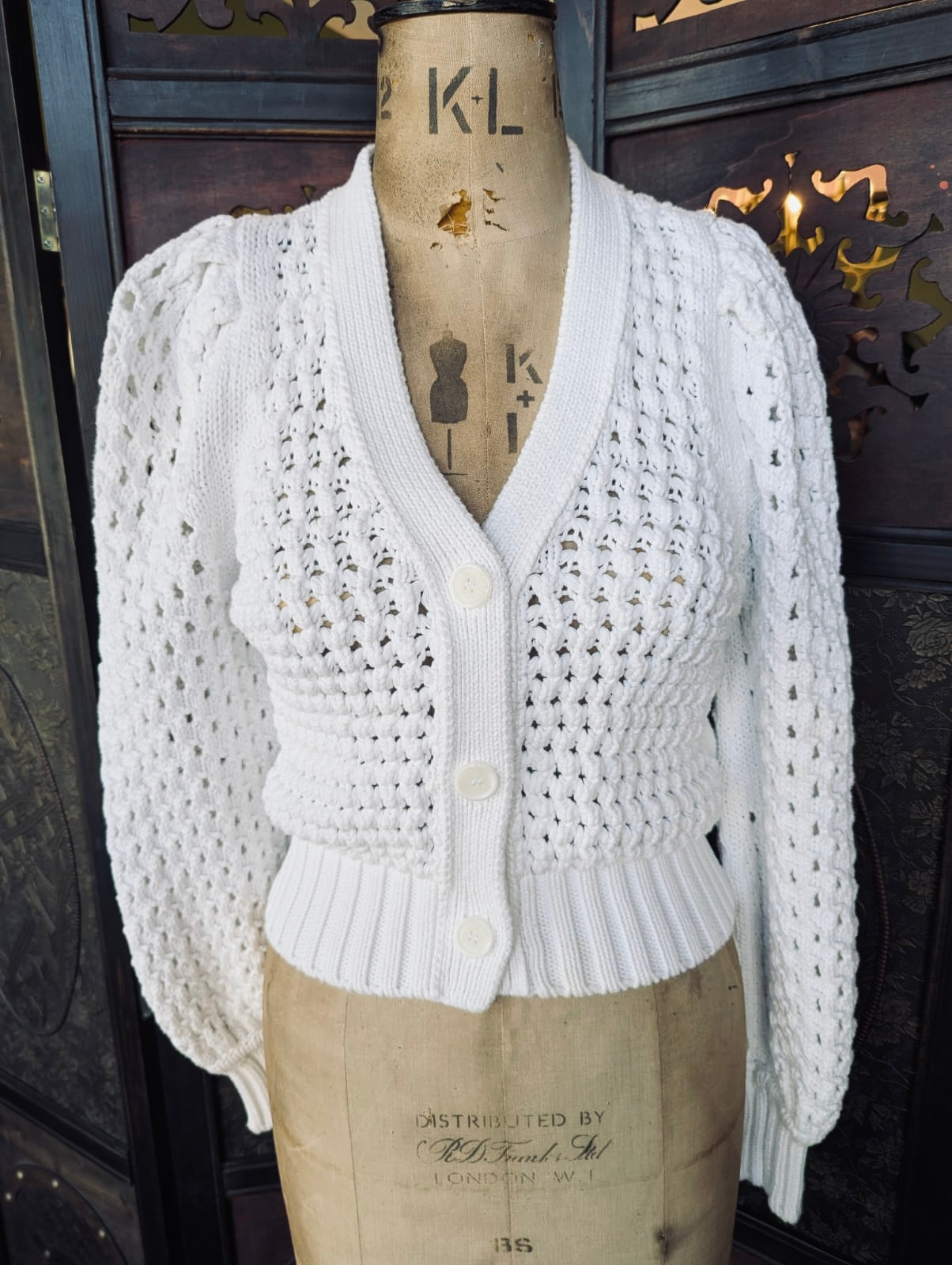 Me+Em White Cotton Knit Cardigan – UK 8 USA 4