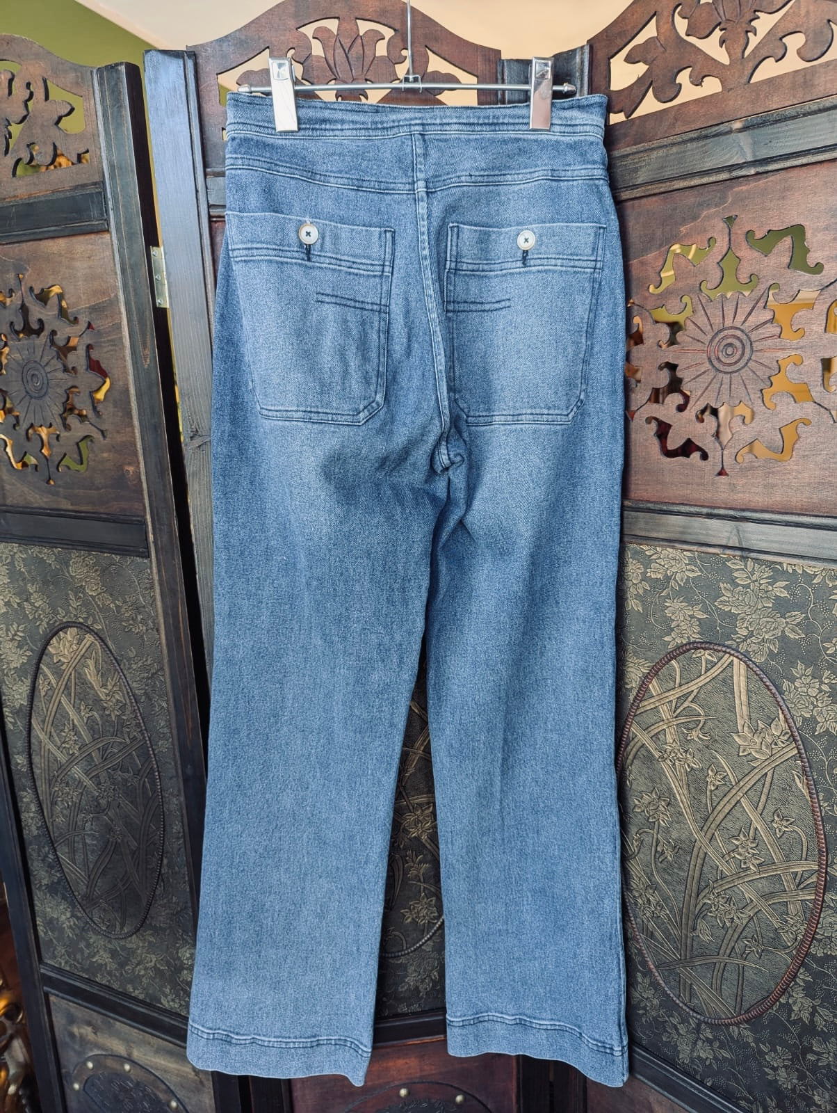 Flannel High-Waisted Jeans – Size 1 – Blue Denim