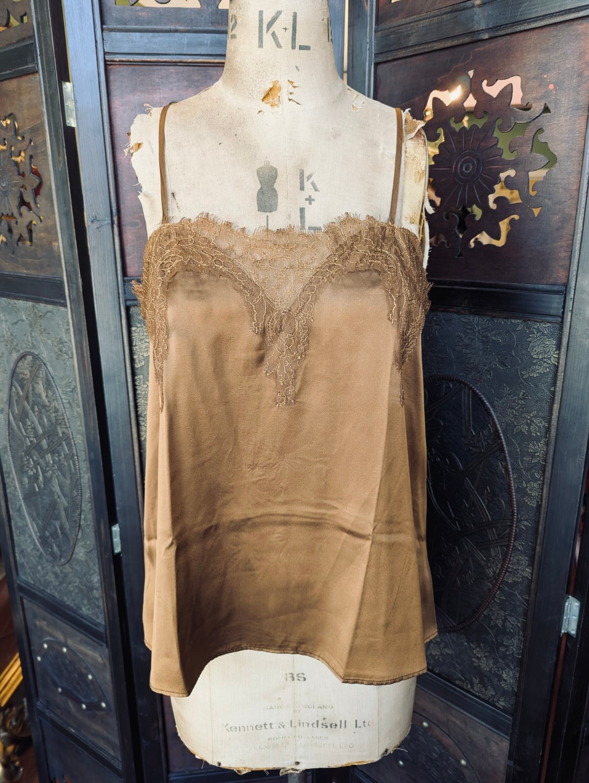 Cami NYC Silk Lace Trim Camisole Brown– Size Medium