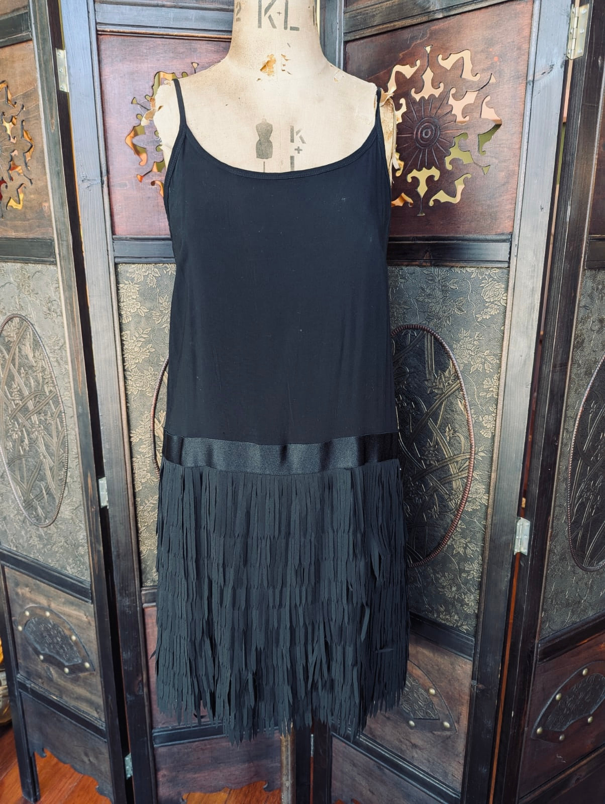 Flannel Black Fringed Dress – Size 1