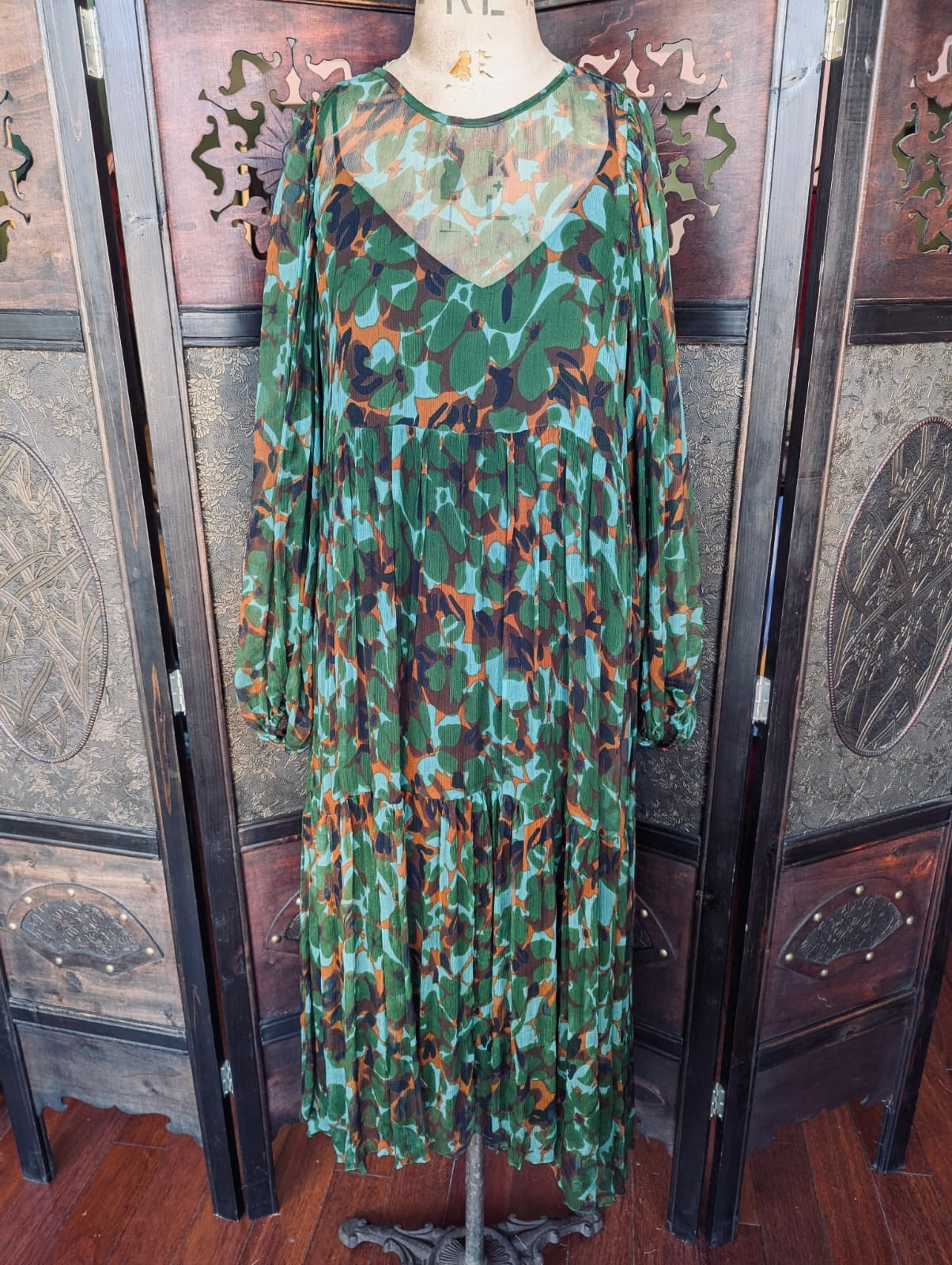 MLM Floral Sheer Dress with Slip – Size Small