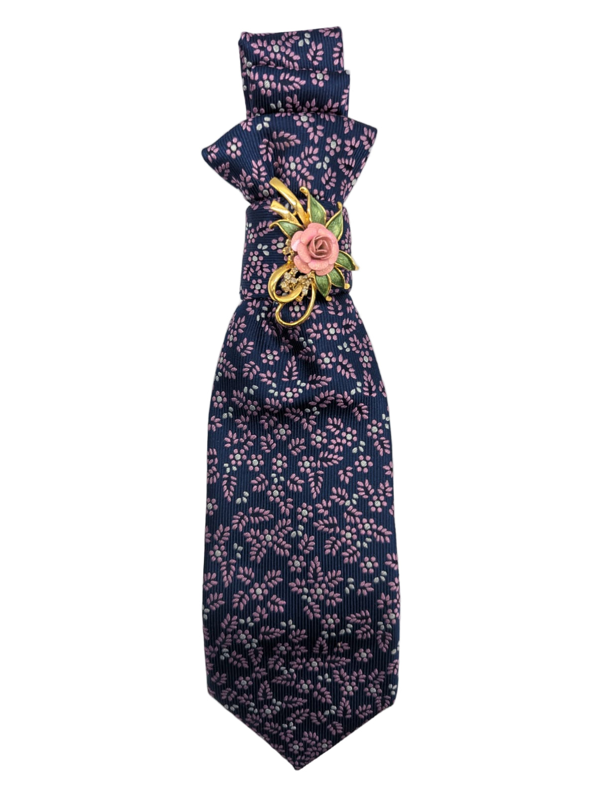 Broochella Montecristo tie brooch pin upcycled handmade luxury designer pink blue floral men's women's 