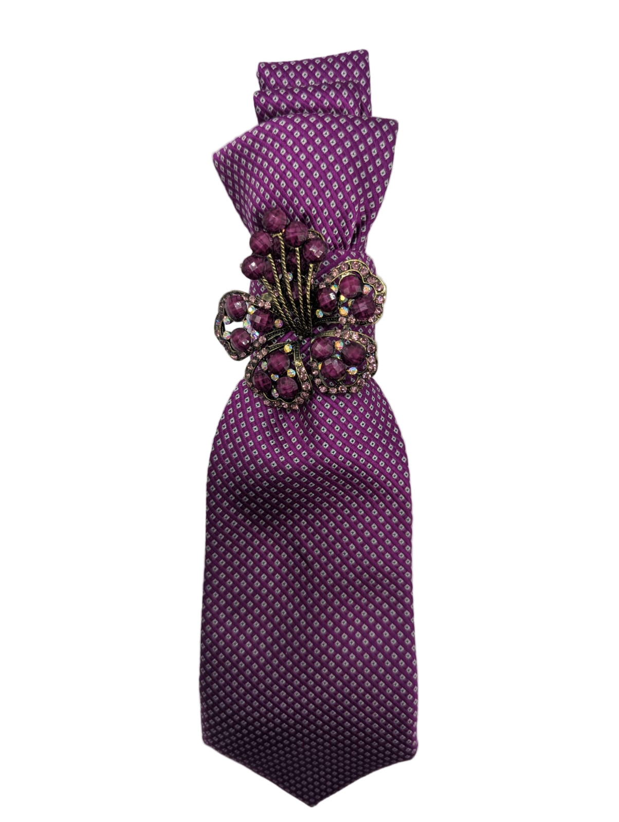 Broochella Montecristo cravatta tie brooch pin handmade luxury designer men's women's vintage embellishment purple 