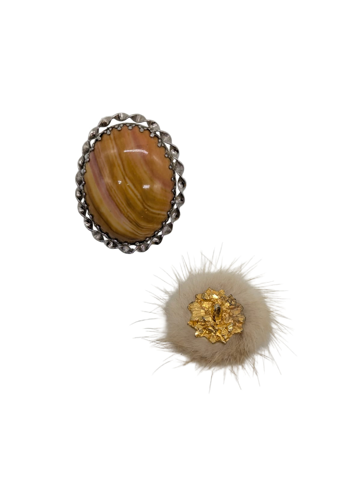 Broochella Miele di Siena brooch pin pair vintage collectable luxury designer men's women's men's gold silver fur