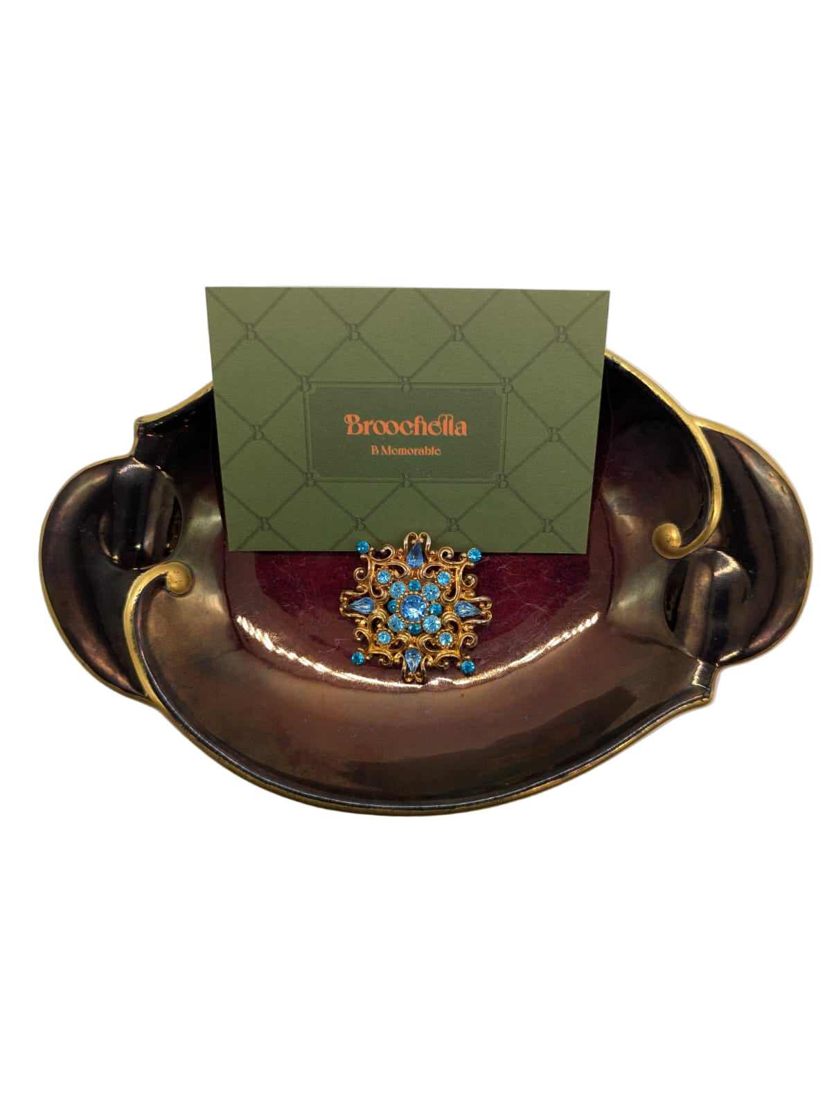 Broochella Blu di Capri vintage brooch pin gold tone blue crystal men's women's luxury designer