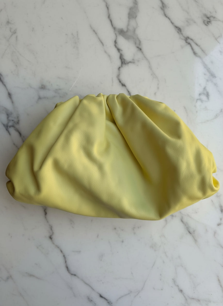 Bottega Veneta The Pouch leather clutch bag yellow luxury designer 