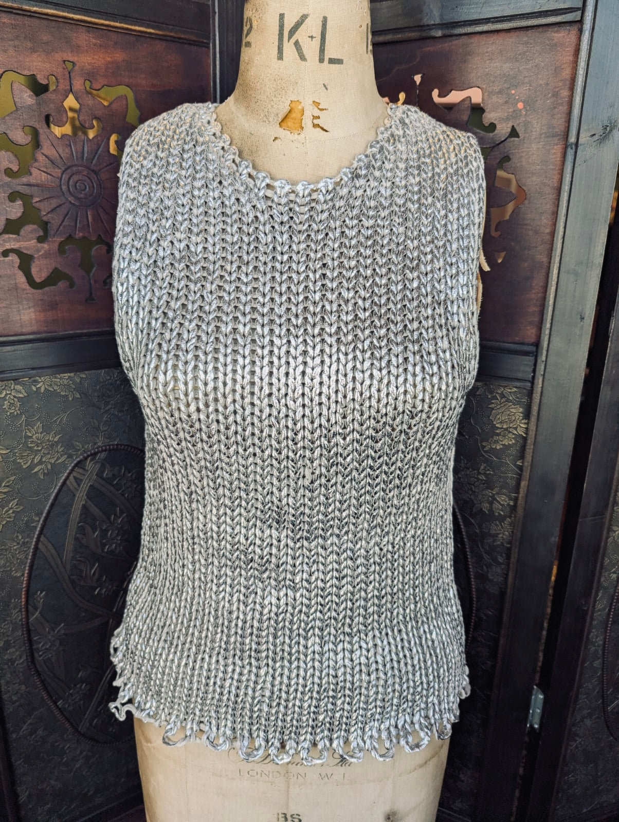 Zara Silver Chunky Knit Top –Small