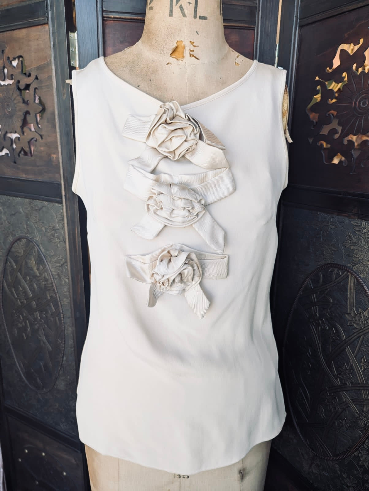 Sportmax Ivory Silk-Cotton Top – Size Small