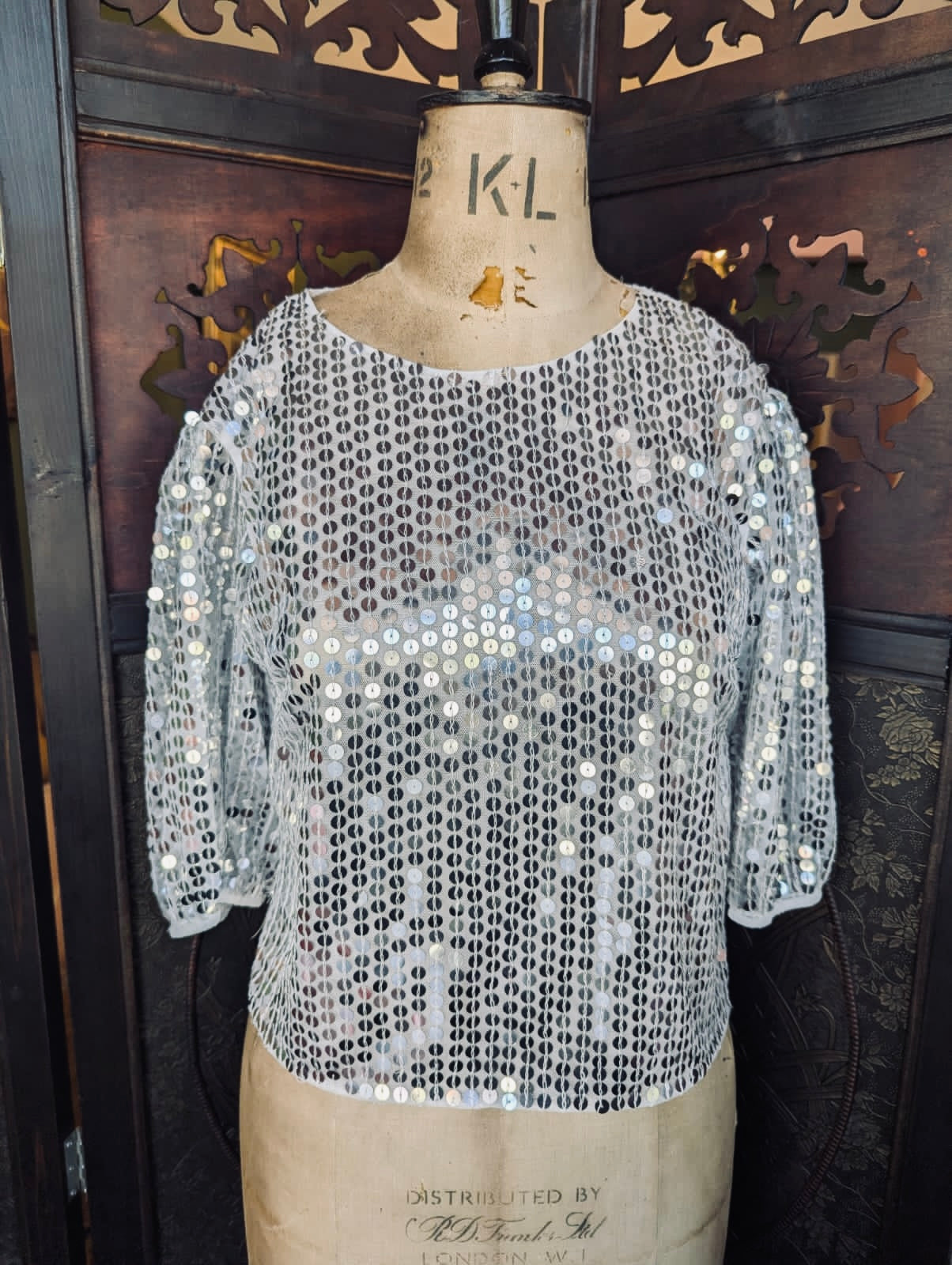 asos silver white sequin top