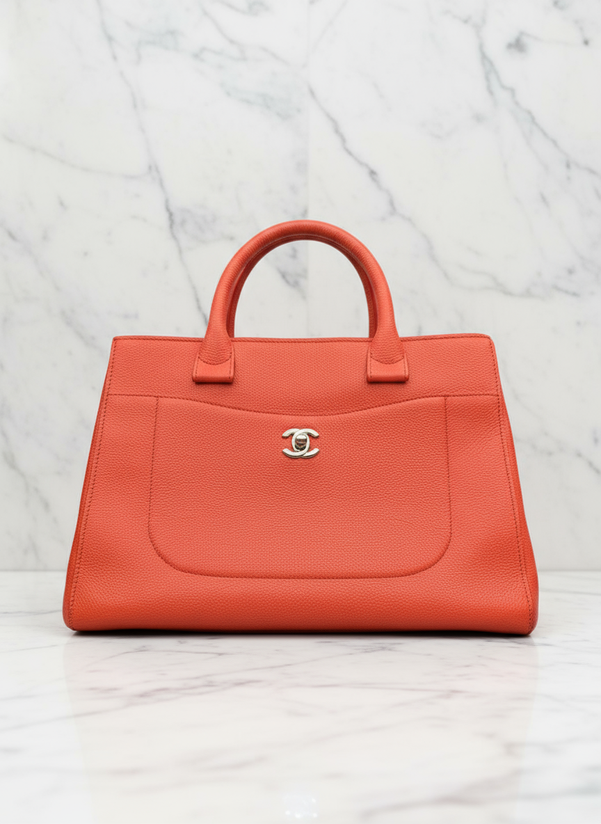 Chanel executive tote bag caviar leather orange luxury designer