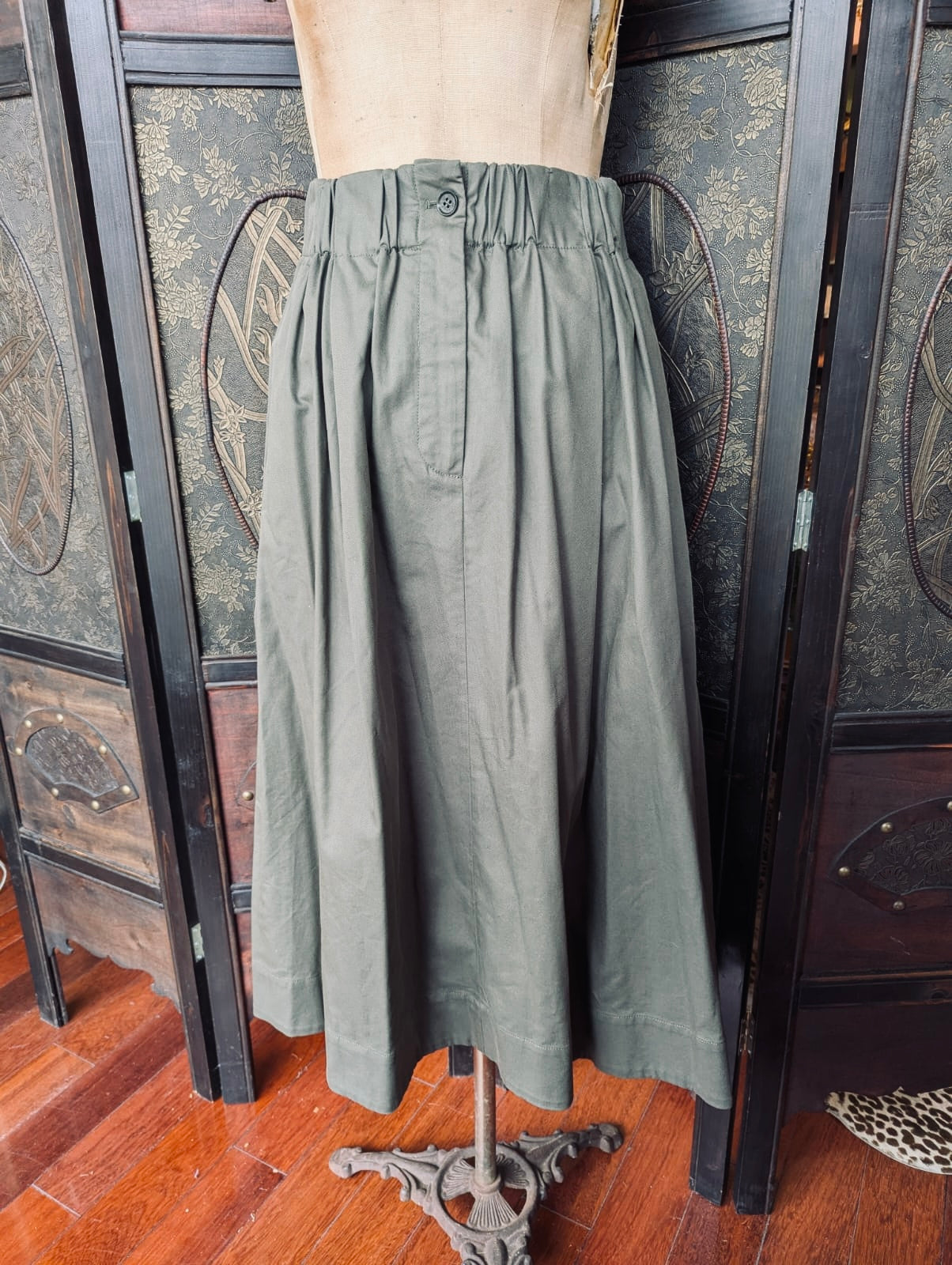 Scanlan Theodore green cotton nylon maxi skirt  AU 10 designer luxury