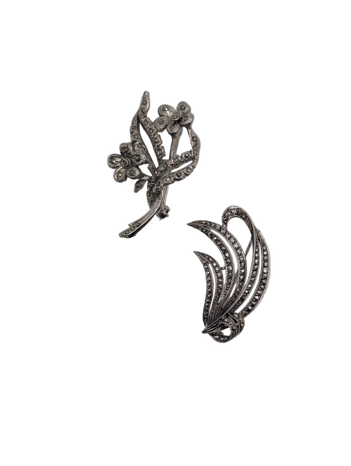 Broochella Argento Notturno Brooch Pin Duo silver marcasite vintage collectable luxury designer men's women's 