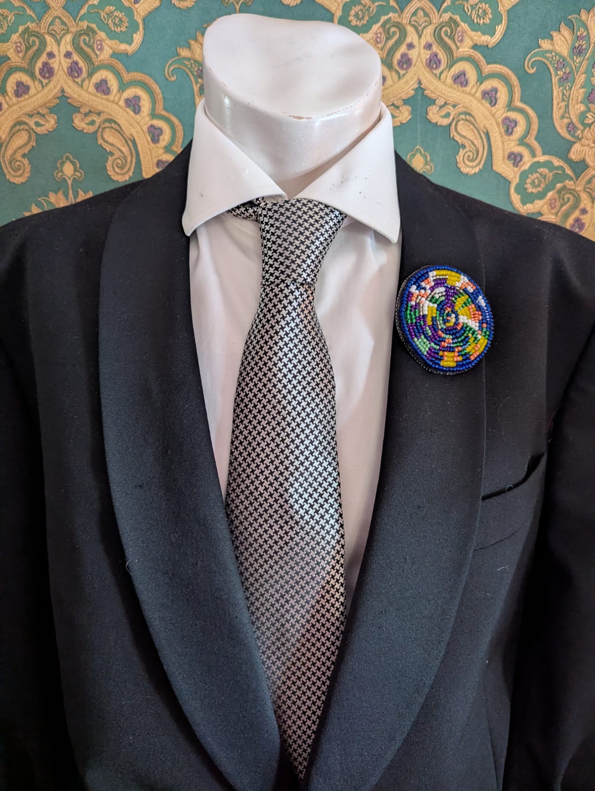 Broochella Men's Viva La Gioia brooch pin hand beaded multicolour handmade designer luxury