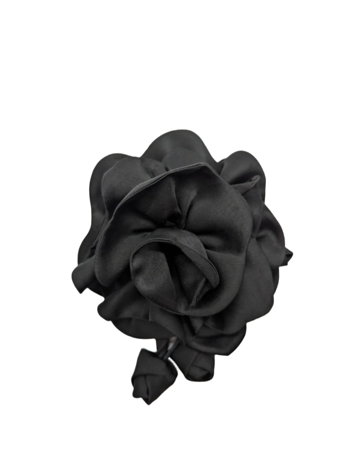 Broochella men’s Rosetta flower brooch pin silk satin handmade luxury designer black 