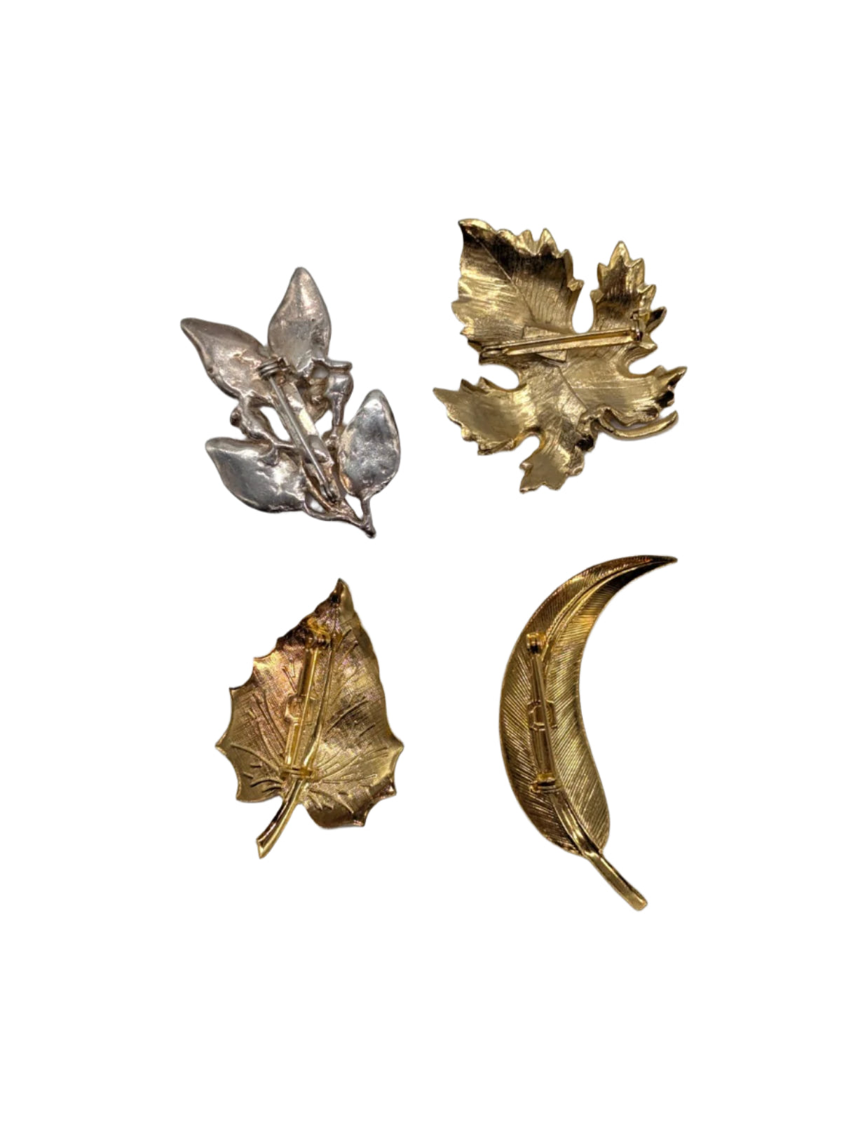 Broochella Golden Leaflet vintage brooch pin set gold tone leaf leaves men's women's luxury designer 