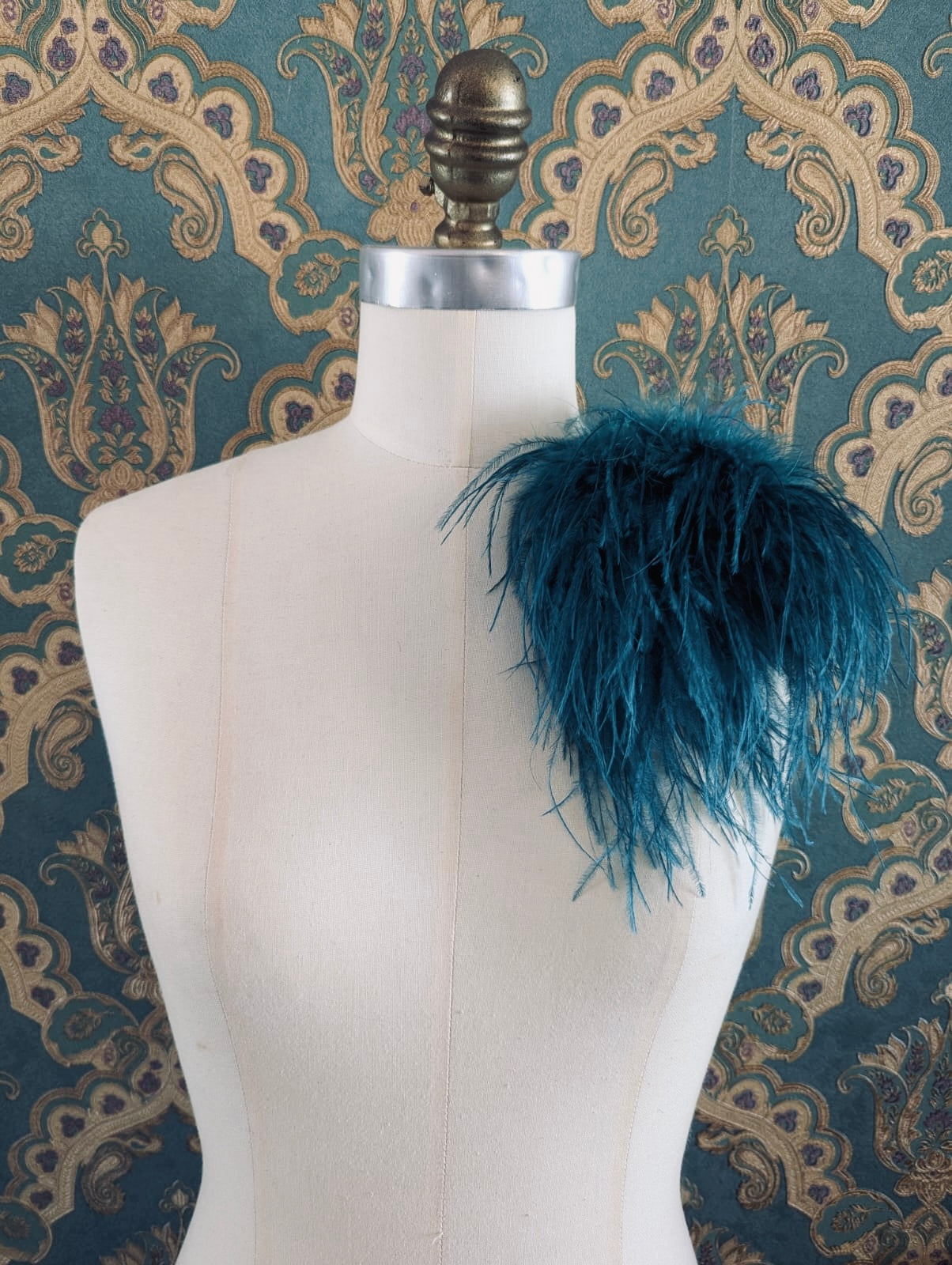 Broochella Le Pouffe feather brooch pin handmade designer luxury women’s men’s teal