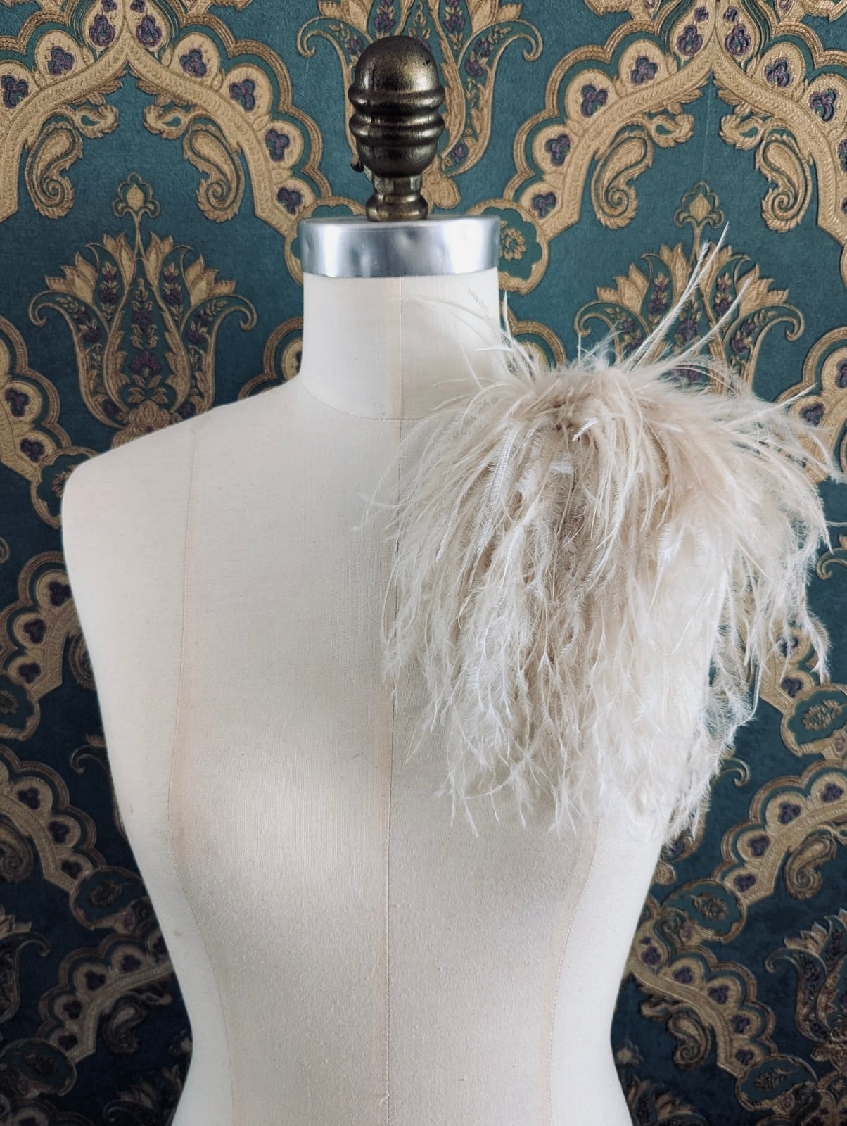 Broochella Le Pouffe Feather brooch pin handmade men’s women’s designer luxury beige