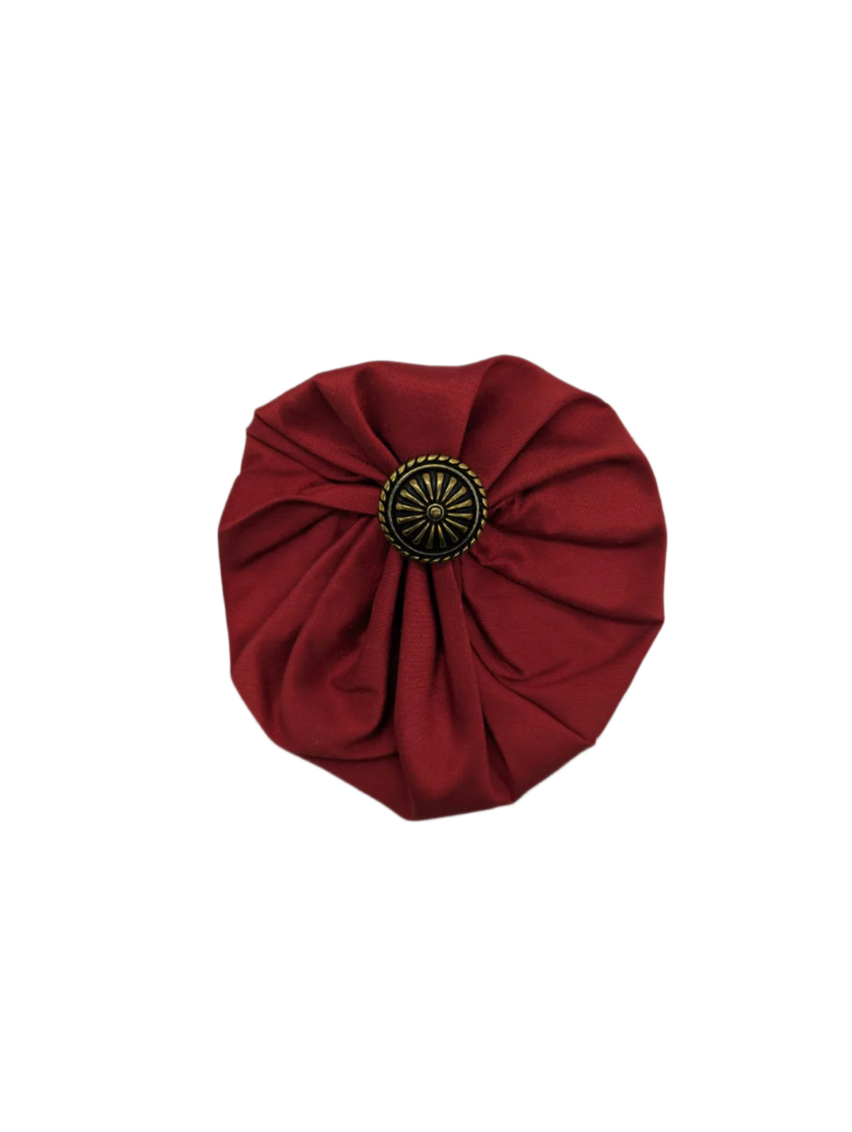 Broochella Men's  lollipop brooch pin silk handmade gold button embellishment designer luxury medium red