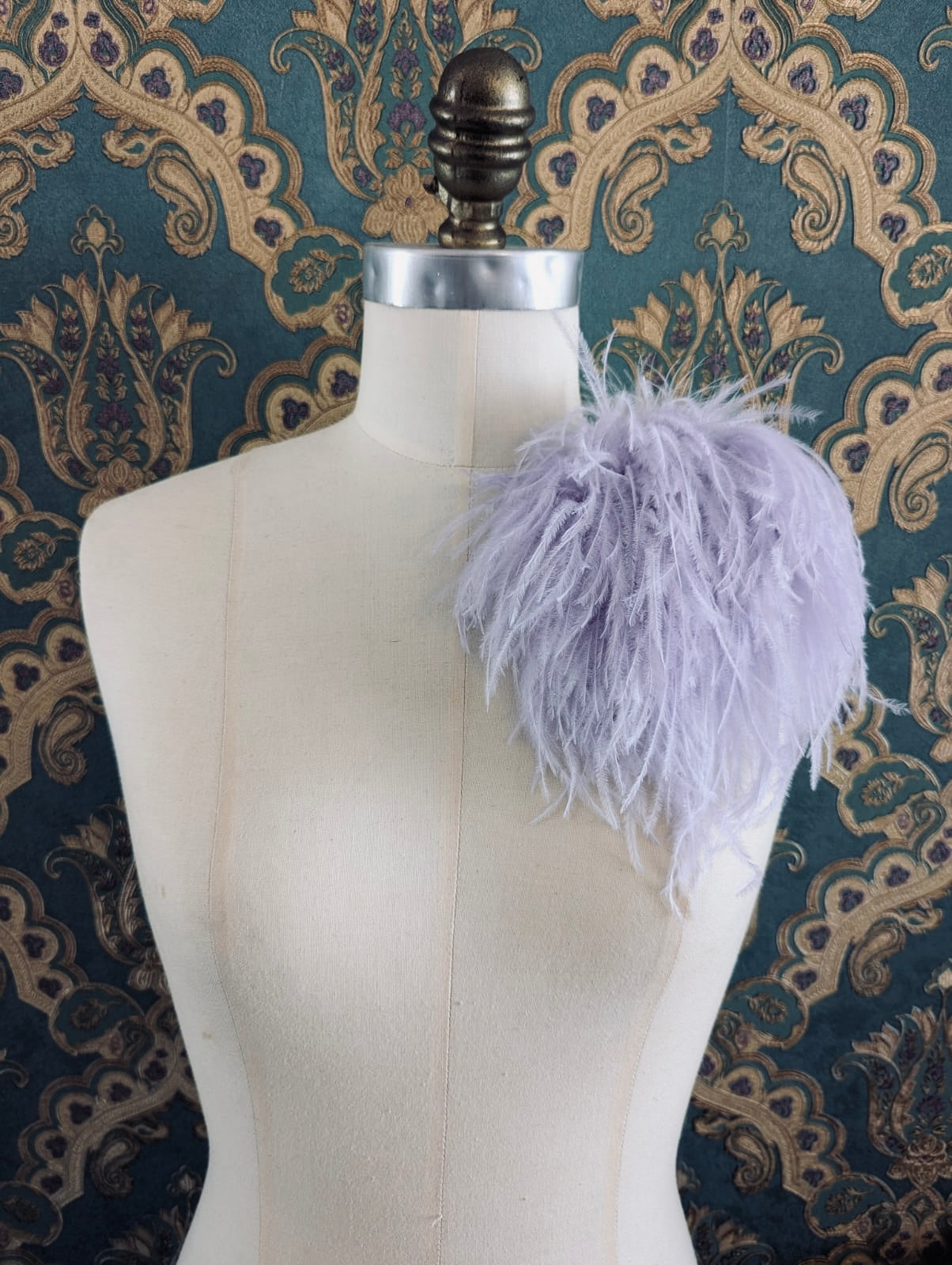 Broochella Le Pouffe feather brooch pin handmade designer luxury women’s men’s lilac