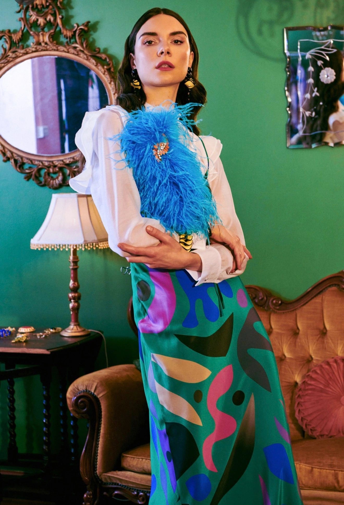 Piuma Neon Feather Brooch Pin