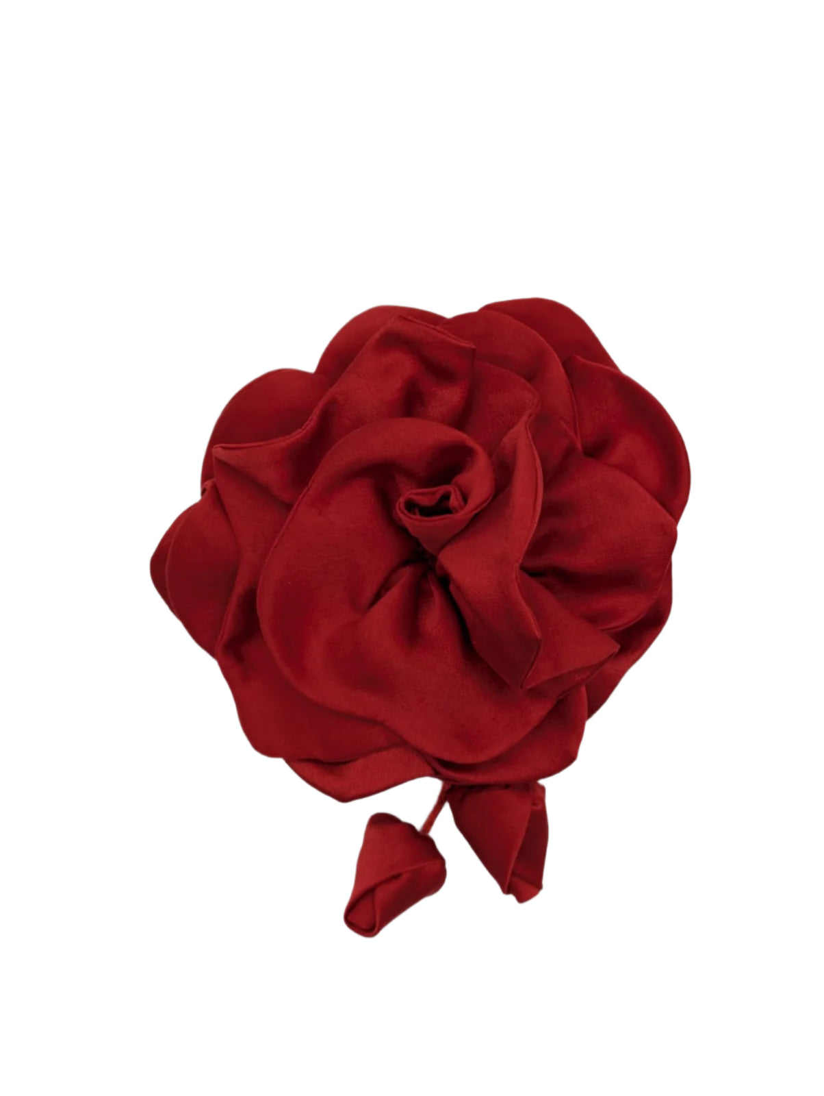 Broochella Men’s Rosetta flower brooch pin silk satin handmade luxury designer red