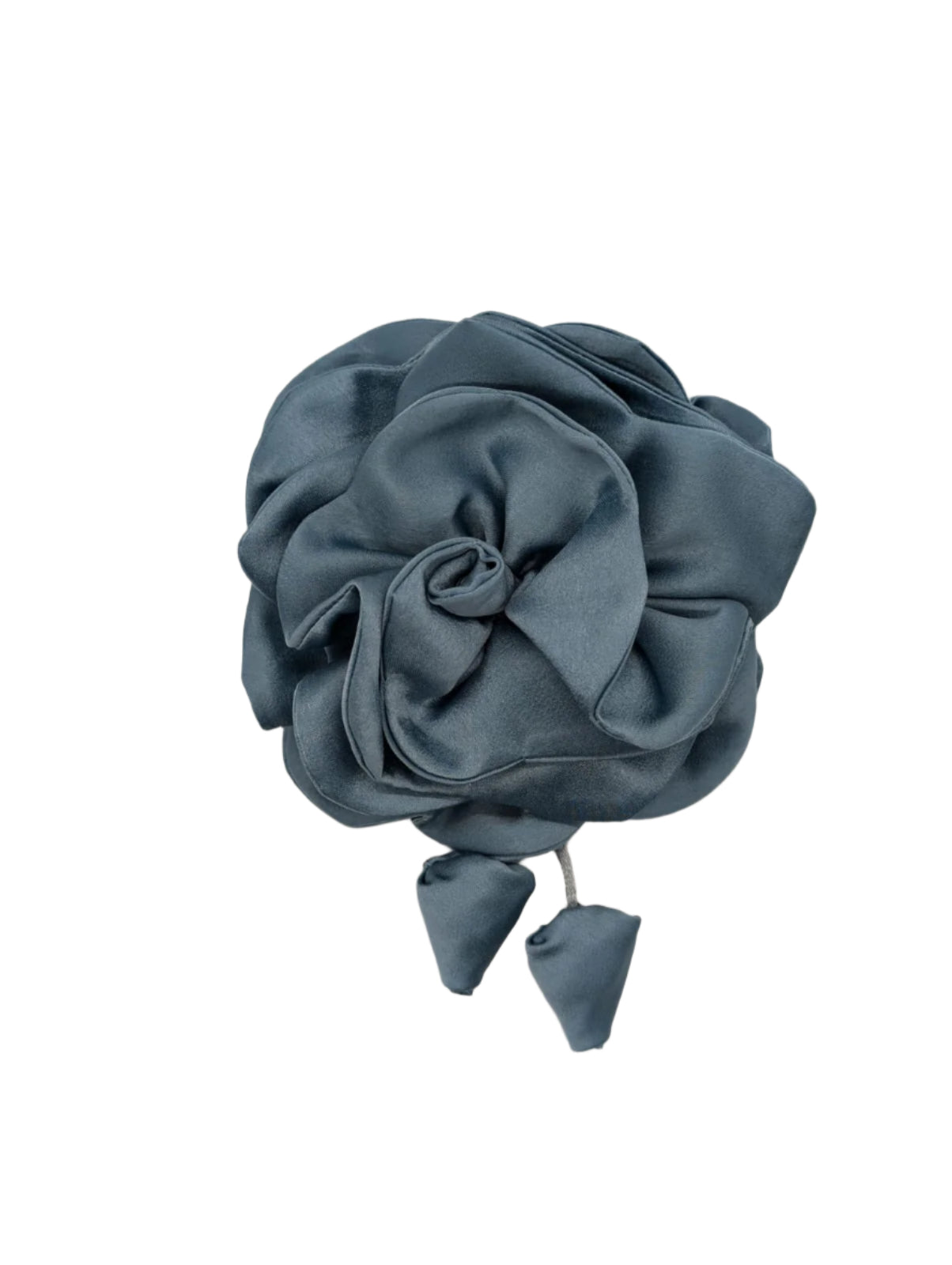 Broochella Rosetta Men’s flower brooch pin silk satin handmade luxury designer blue 