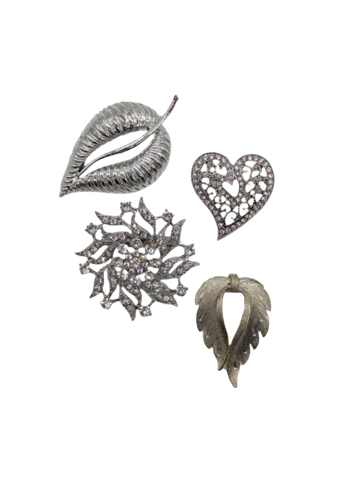 Silver Whispers Vintage Brooch Pin Set